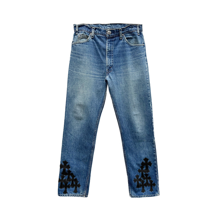 Chrome Hearts Levis 505 Cemetery Cross Patch Jeans