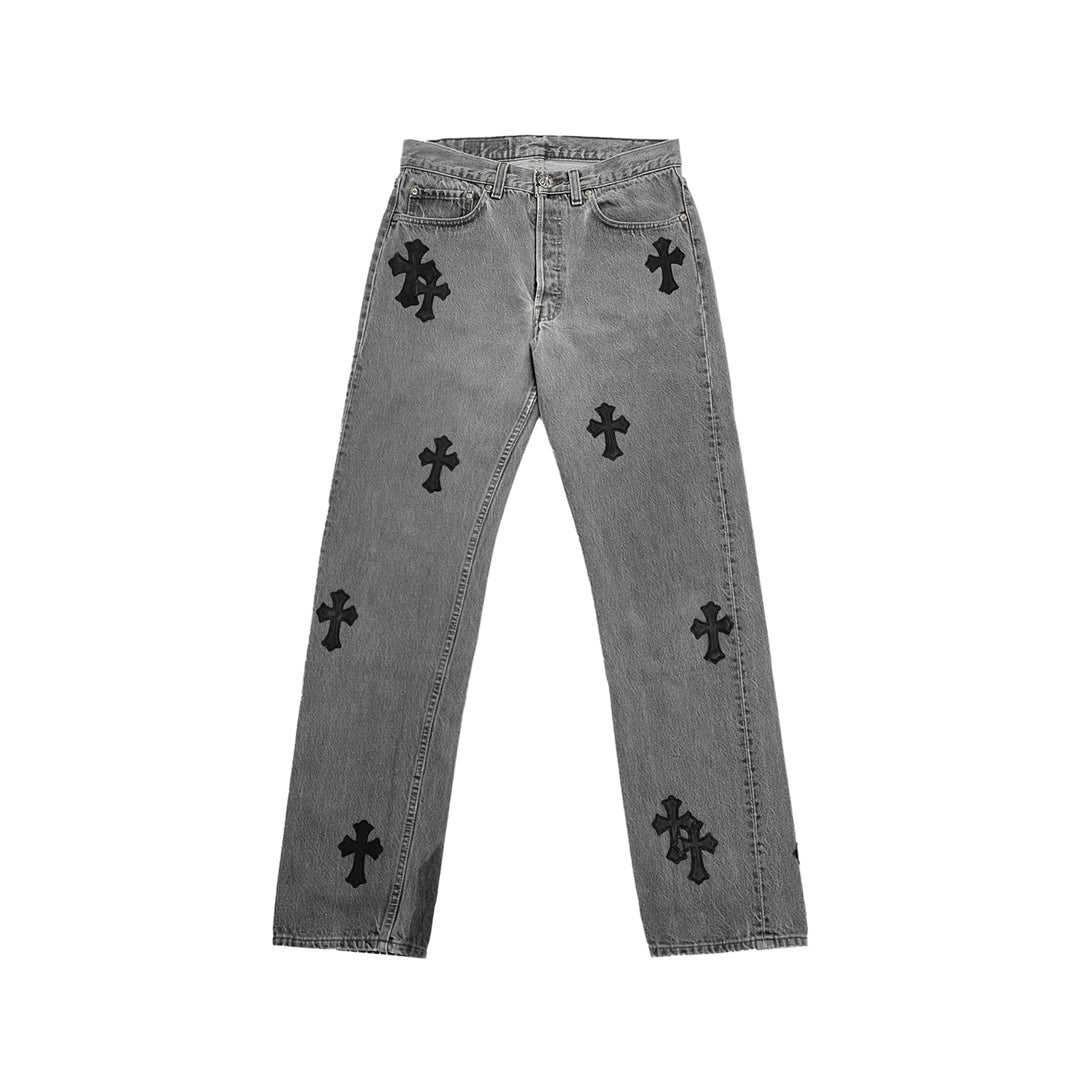 Chrome Hearts Levi's 501 Cross Patch Gray Jeans