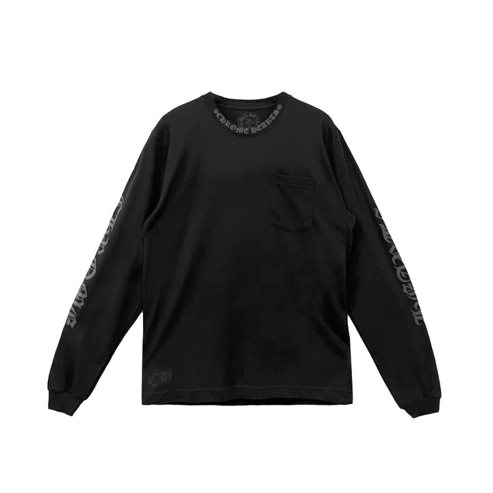 Chrome Hearts Black Letter Collar Long Sleeve T-Shirt Tee