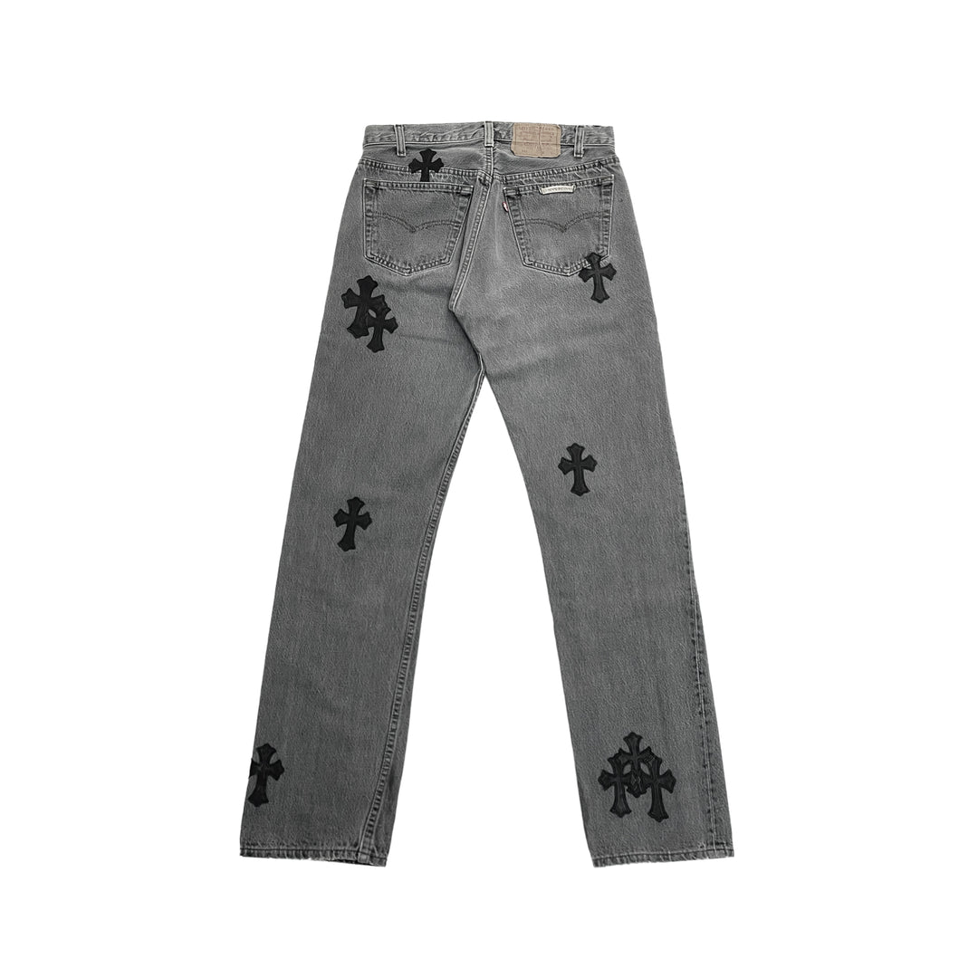 Chrome Hearts Levi's 501 Cross Patch Gray Jeans