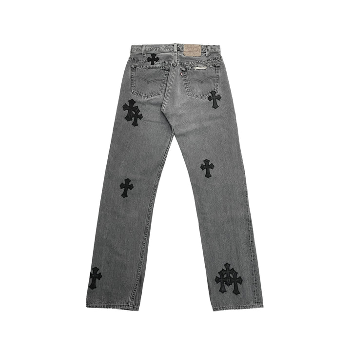 Chrome Hearts Levi's 501 Cross Patch Gray Jeans