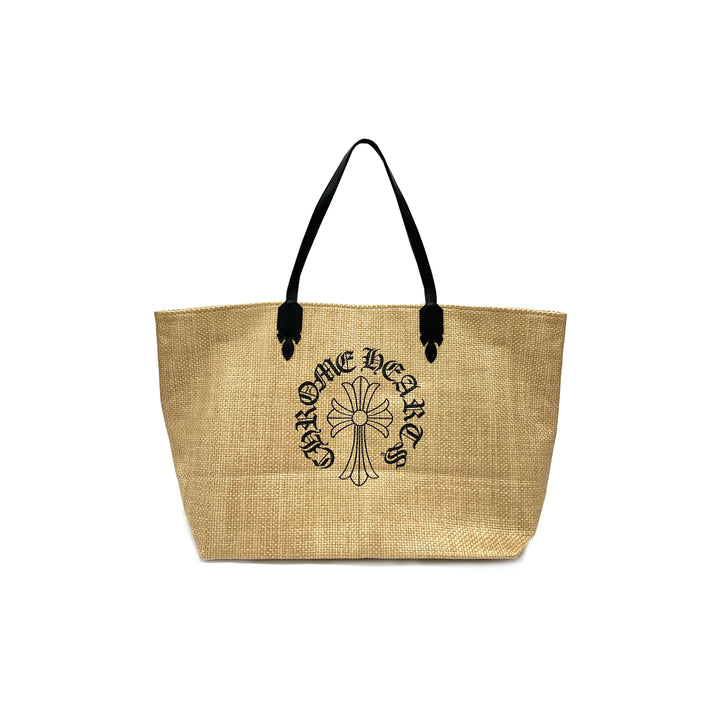 Chrome Hearts Straw Beige Cross Logo Tote Bag
