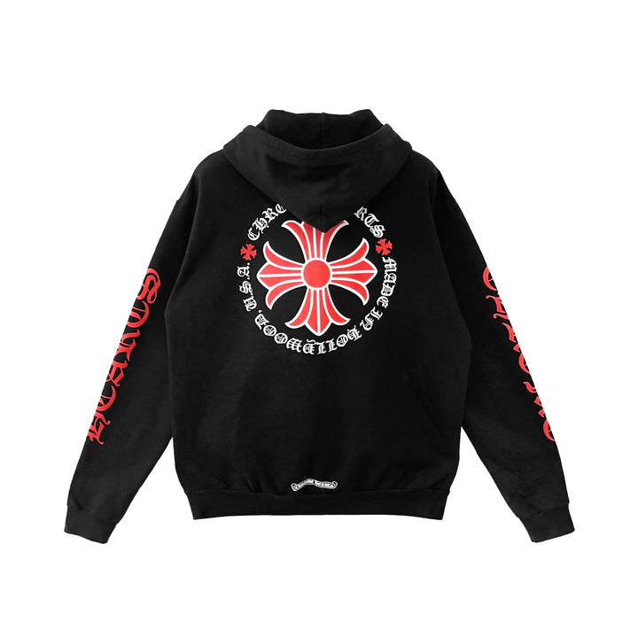 Chrome Hearts Red Plus Cross Zip Up Hoodie