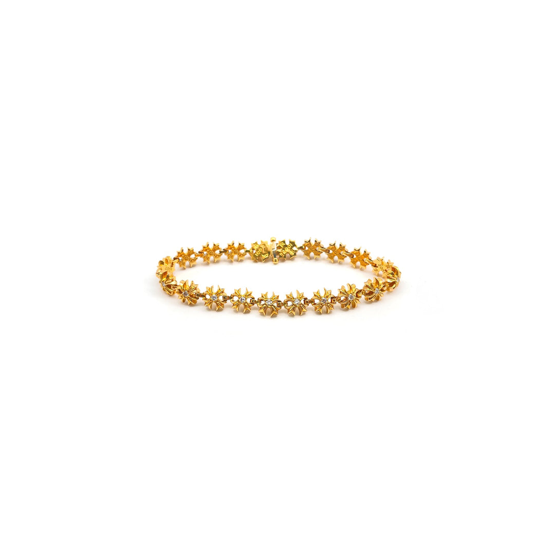 Chrome Hearts 22K Gold Diamond Maltese Cross Link Bracelet