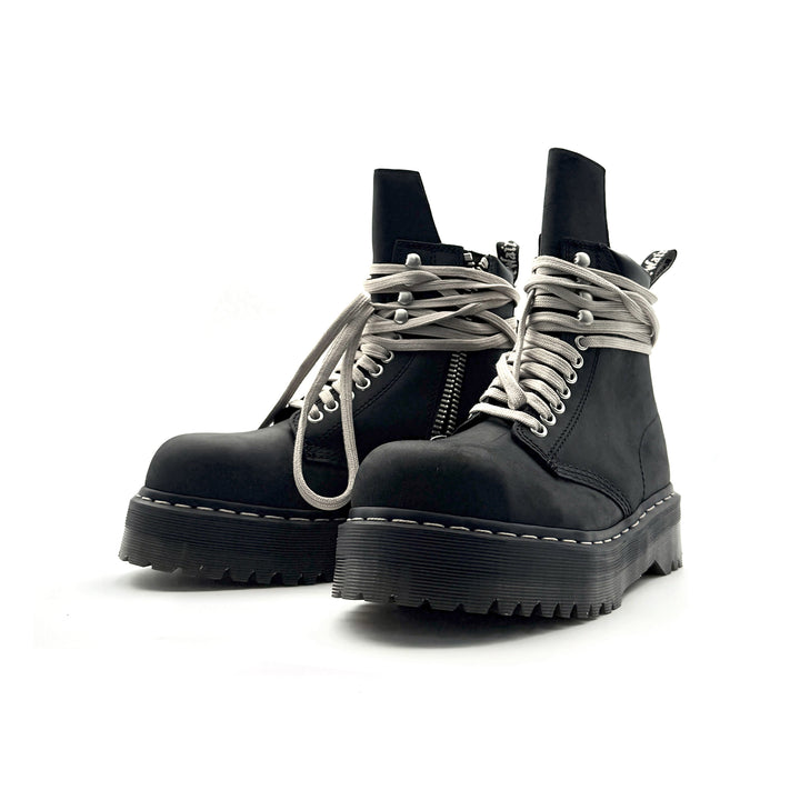 Rick Owens Dr Martens Black W Quad Sole Steel Toe Boot