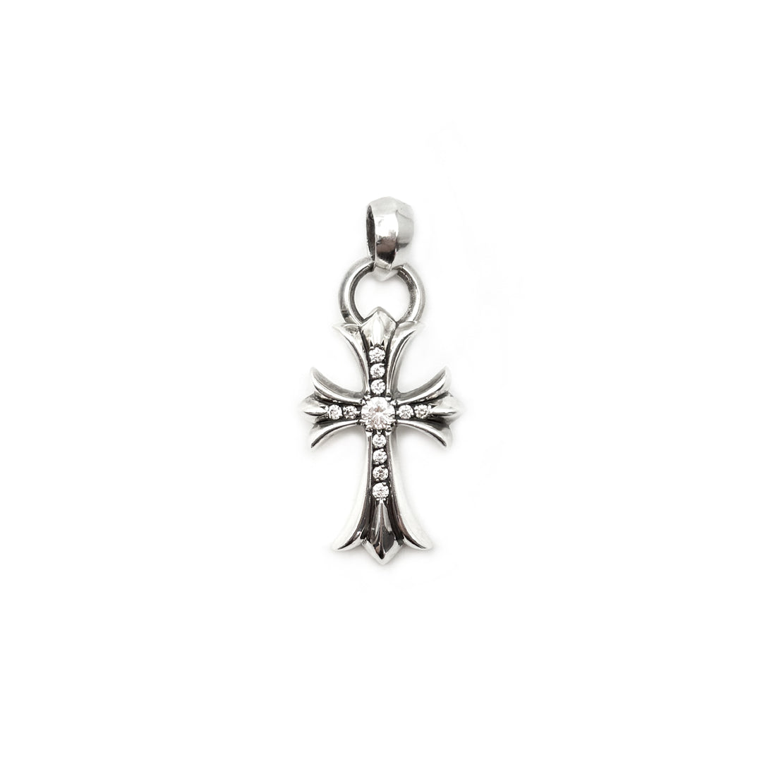 Chrome Hearts Silver Cross Pendant With Diamonds