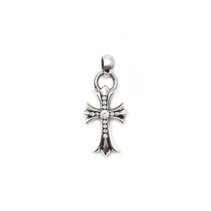 Chrome Hearts Silver Cross Pendant With Diamonds