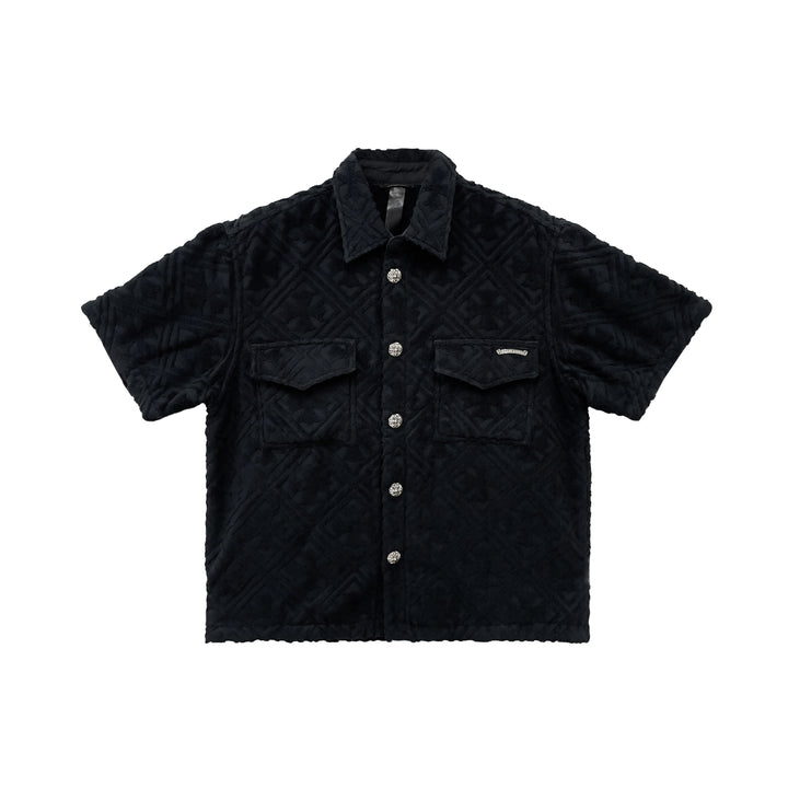 Chrome Hearts Black Tonal Monogram Towel Short Sleeve Shirt