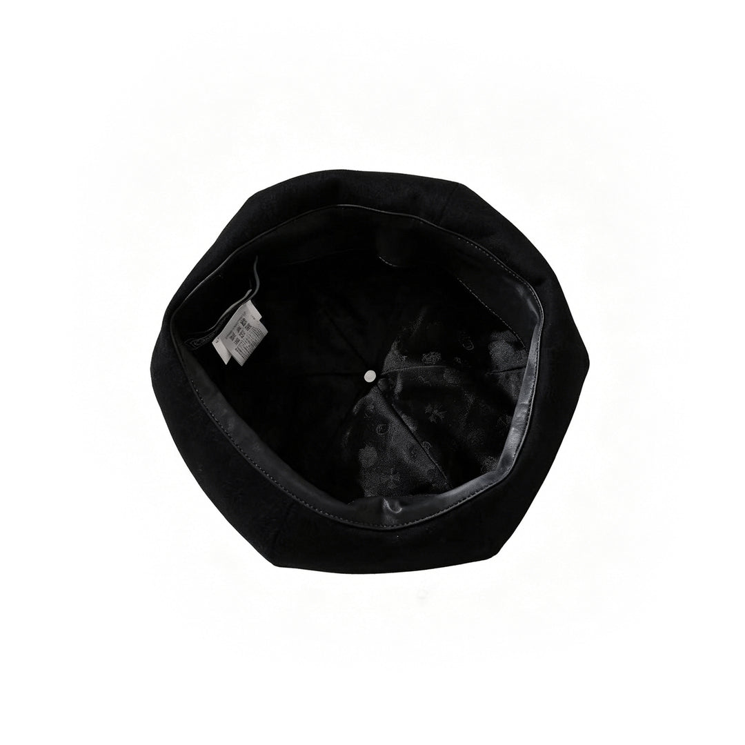 Chrome Hearts Silver Buckle Black Cashmere Beret
