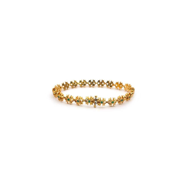 Chrome Hearts 22K Gold Tiny Plus Cross Emerald ID Bracelet