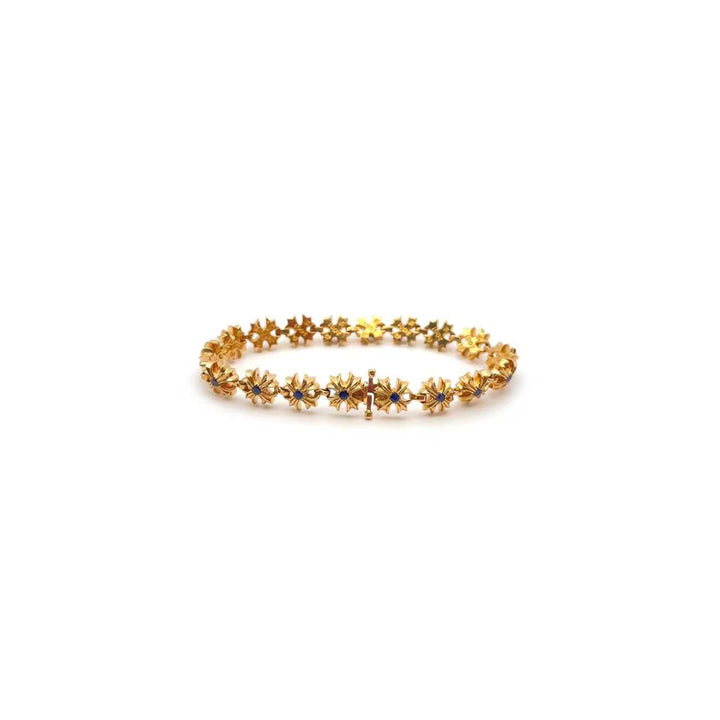 Chrome Hearts 22K Gold Tiny Plus Cross Blue Saph ID Bracelet