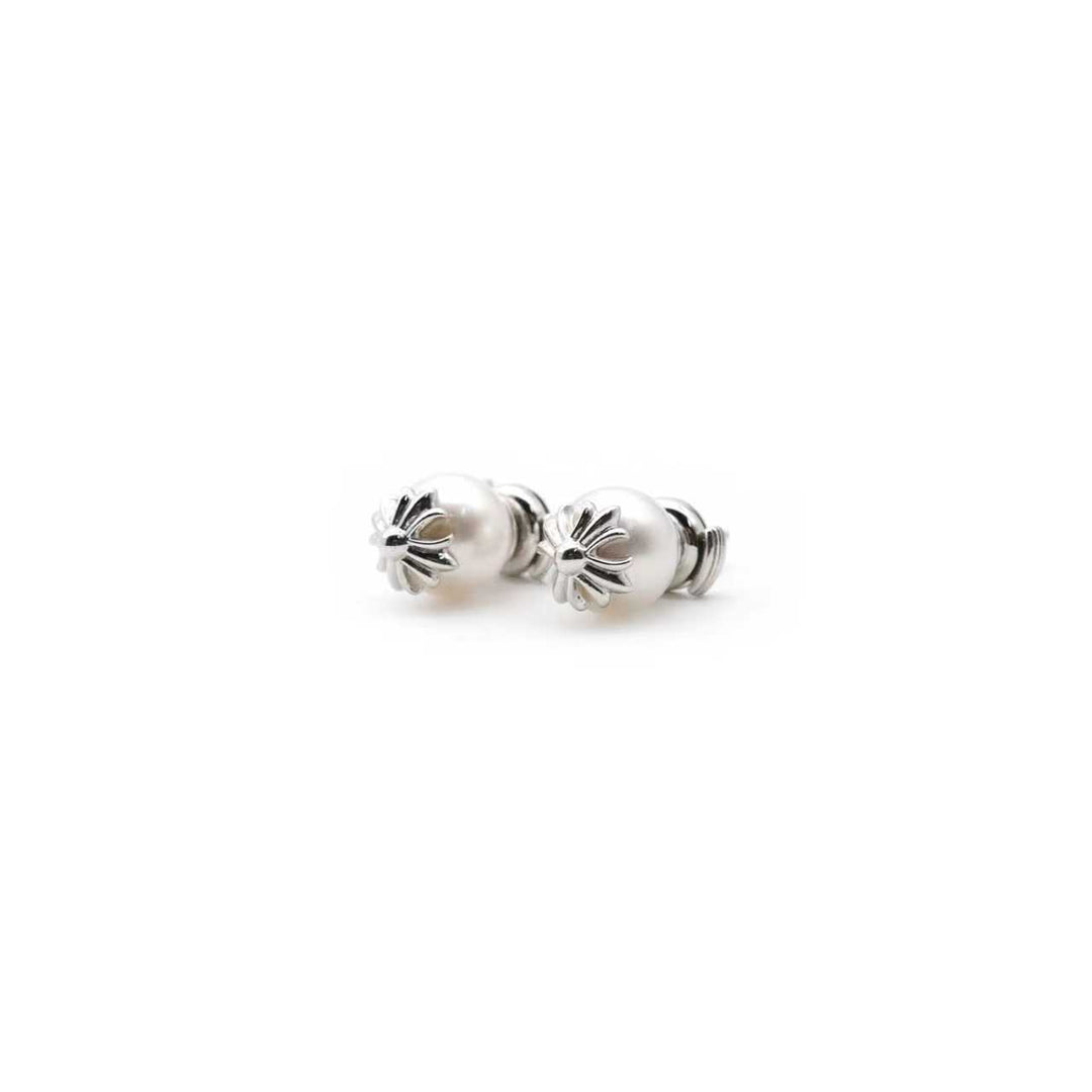 Chrome Hearts 18K White Gold Mikimoto Pearl Earring Stud