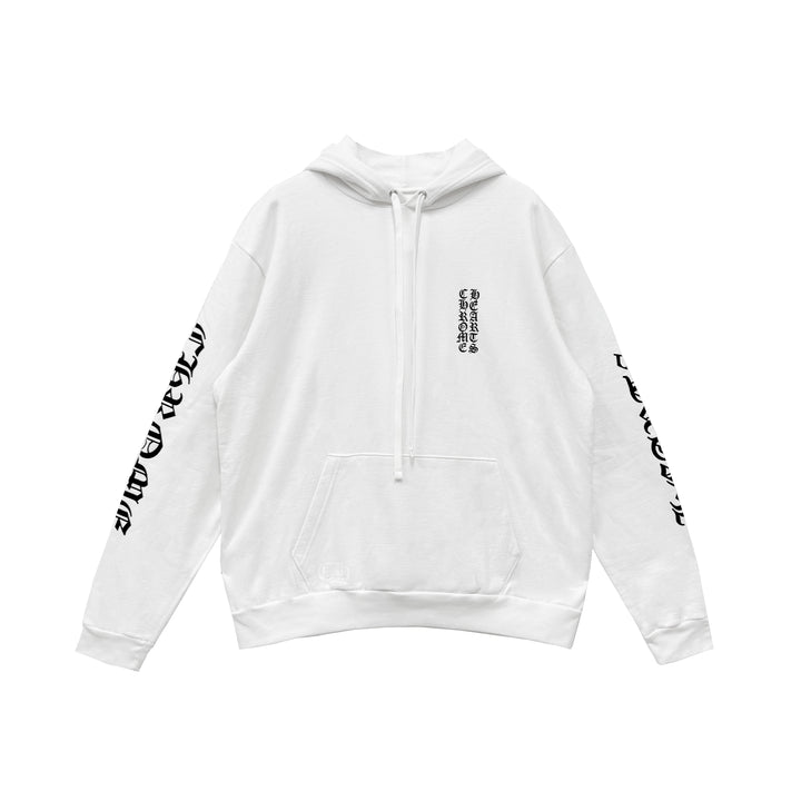 Chrome Hearts Vertical Logo White Pullover Hoodie