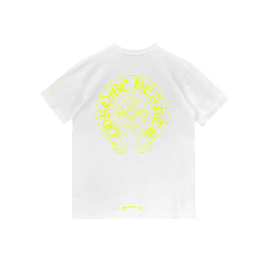 Chrome Hearts Neon Yellow Horseshoe Pocket Short Sleeve Tee
