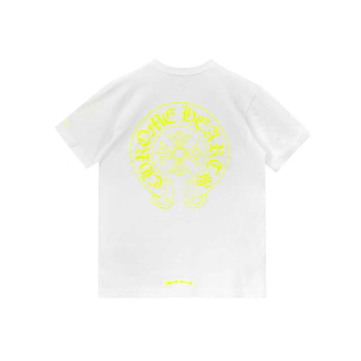 Chrome Hearts Neon Yellow Horseshoe Pocket Short Sleeve Tee