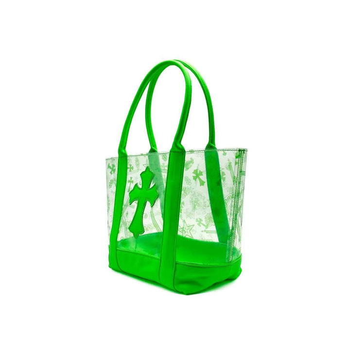 Chrome Hearts Green PVC Leather Cross Tote Bag