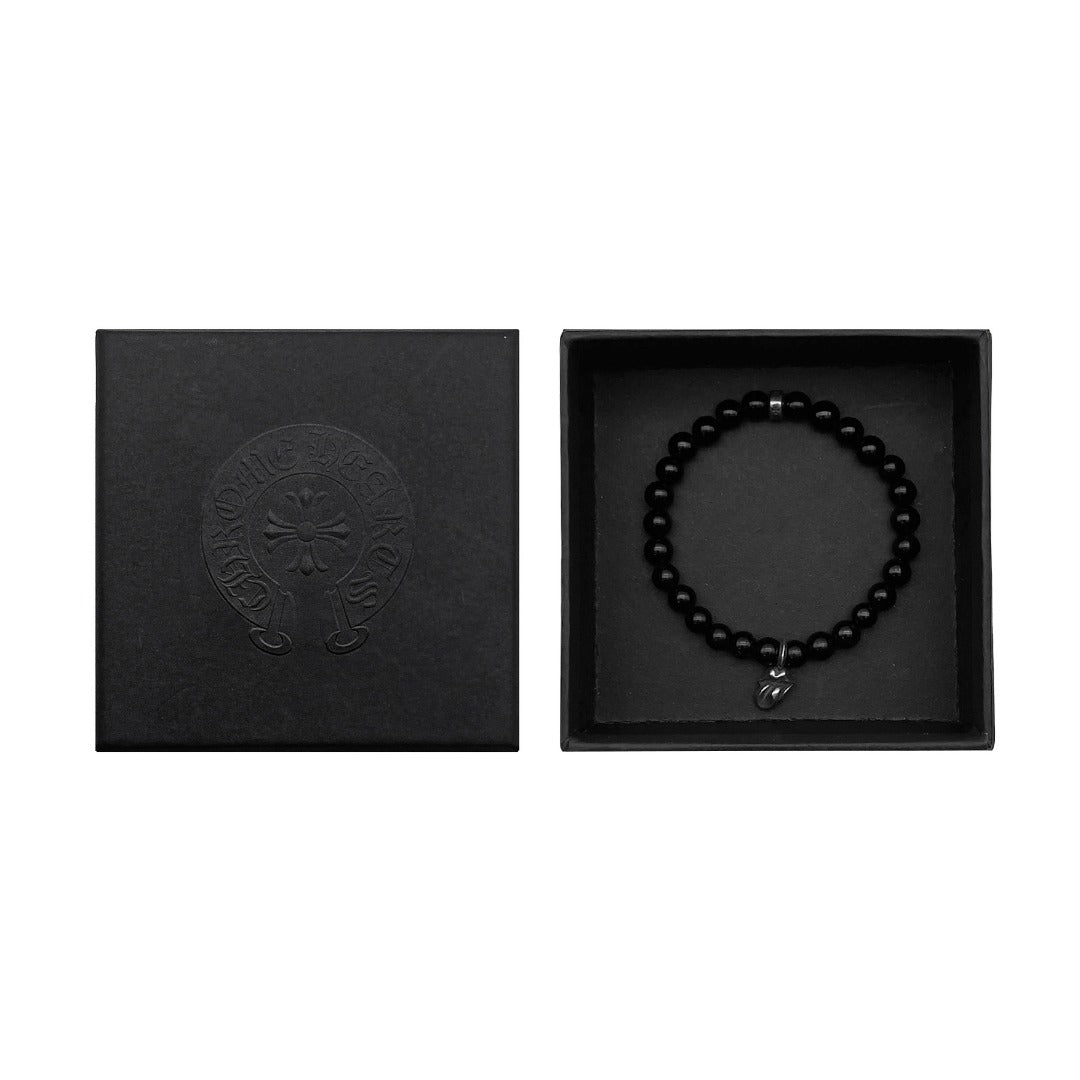 크롬하츠 6mm 흑요석 실버 텅 비즈 팔찌