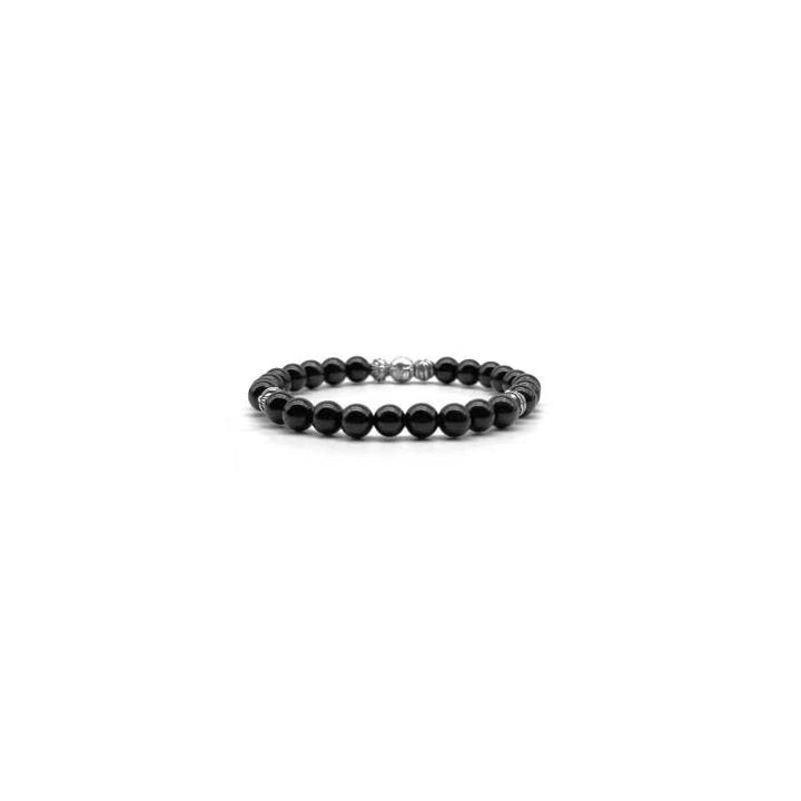 Chrome Hearts 6mm Obsidian 5 Silver Bracelet