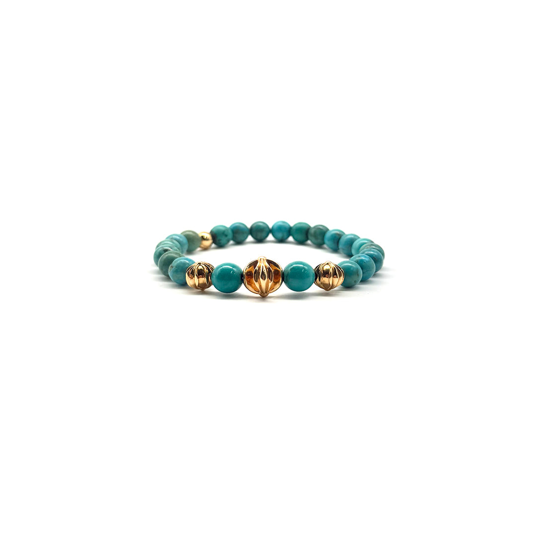 Chrome Hearts 8mm Turquoise 22K Gold Plus Beaded Bracelet
