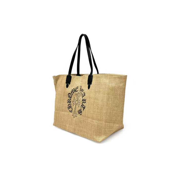 Chrome Hearts Straw Beige Cross Logo Tote Bag
