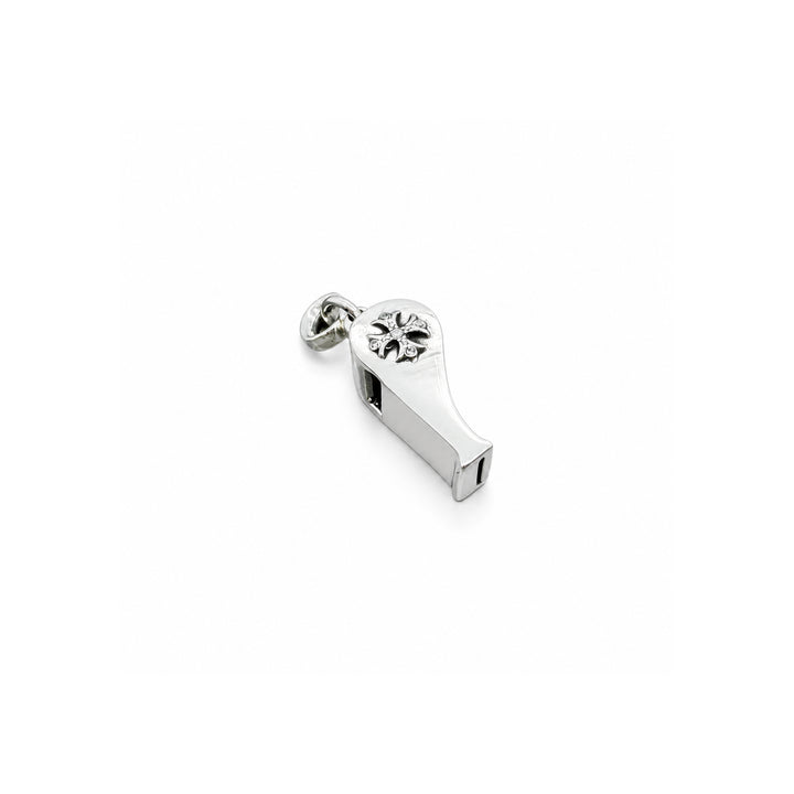 Chrome Hearts Silver Pave Diamond Mini Whistle Pendant