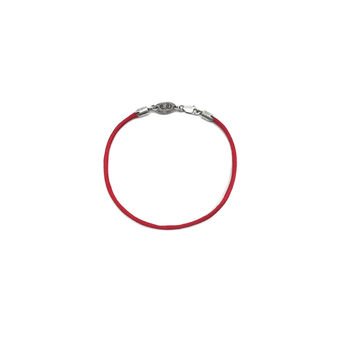 Chrome Hearts Silver Heart Vine Pendant Red String Bracelet