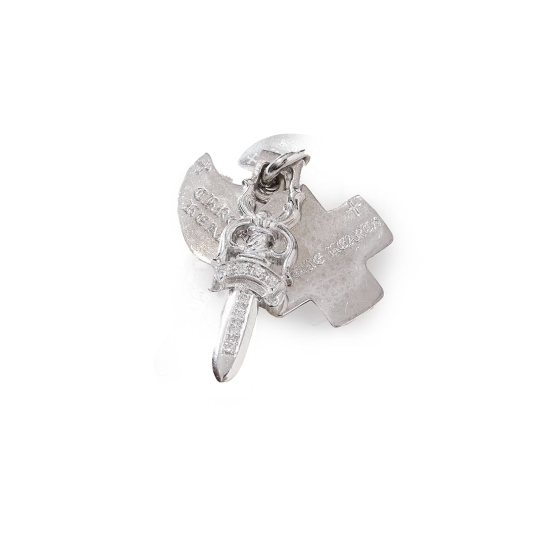Chrome Hearts 18K White Gold Diamond Three Trinkets Pendant