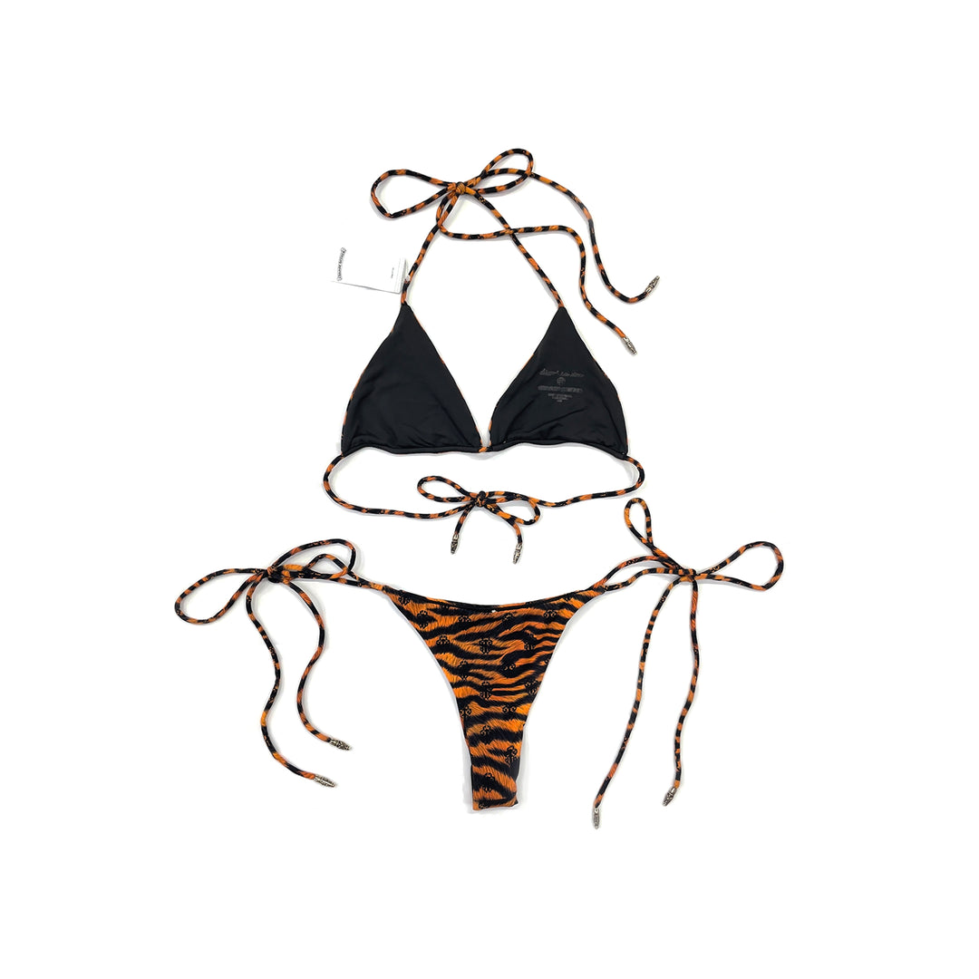 Chrome Hearts Dipped in Blue Tiger Print Dagger Bikini Set