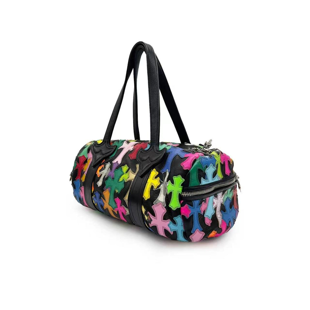 Chrome Hearts Multicolor Cross Patch Leather Duffle Bag