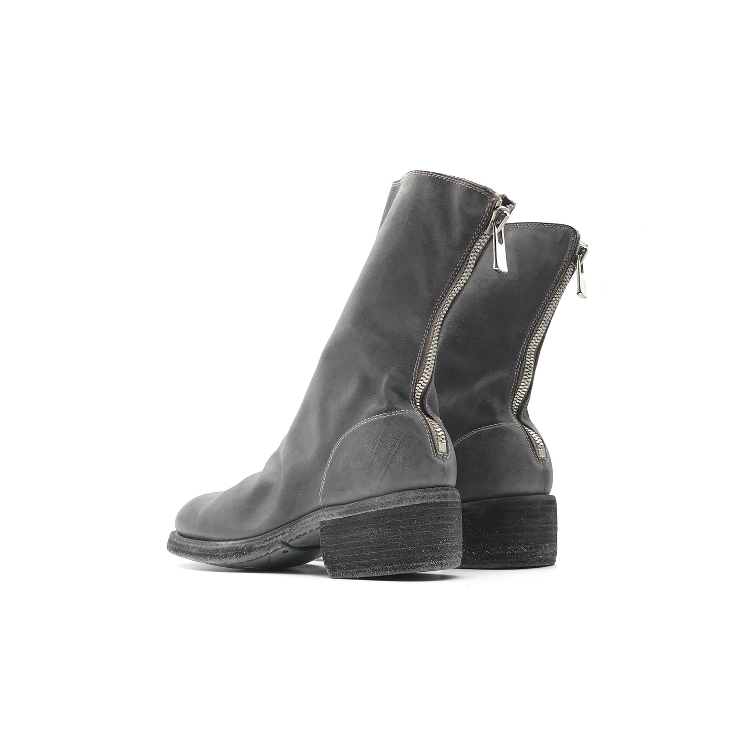 GUIDI 788Z Black Horse Grain Back Zip Leather Women's Boots