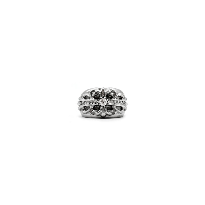 Chrome Hearts 18K White Gold Diamonds Keeper Ring