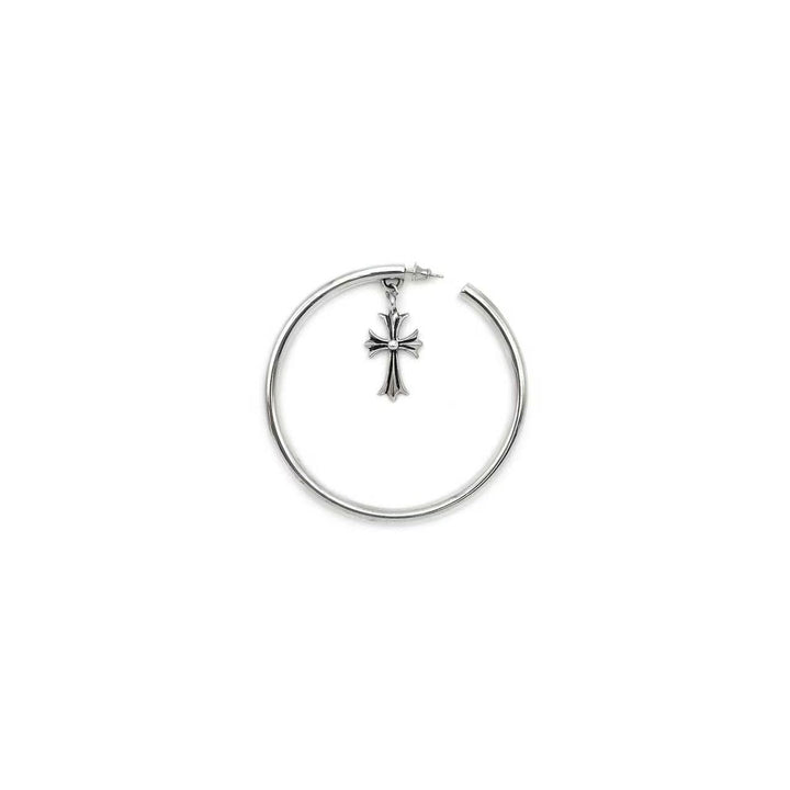 Chrome Hearts Silver Cross Pendant Earring Hoop