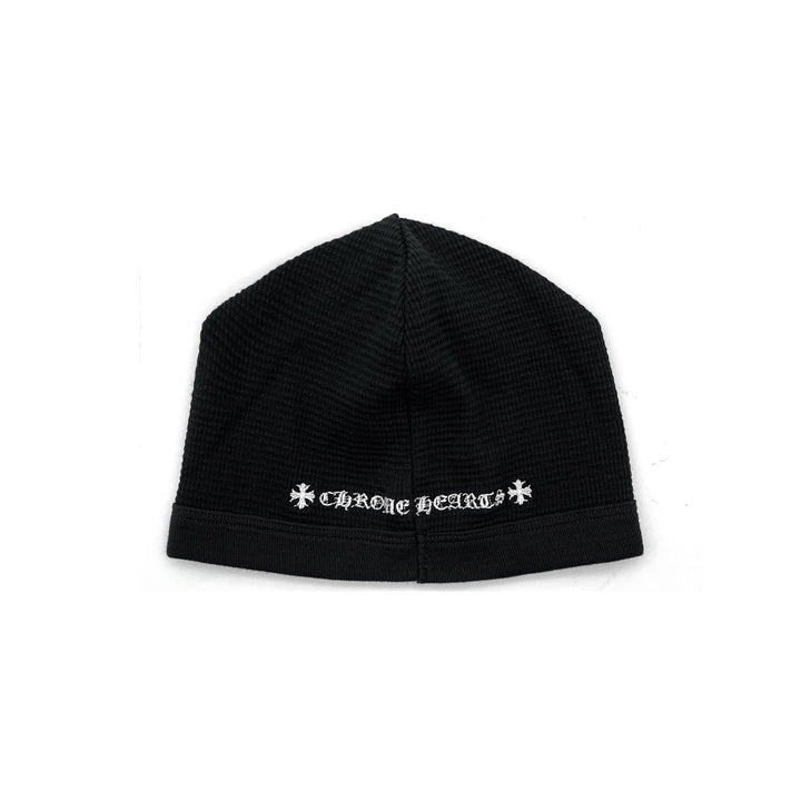Chrome Hearts Cross Embroidered Waffle Thermal Black Beanie