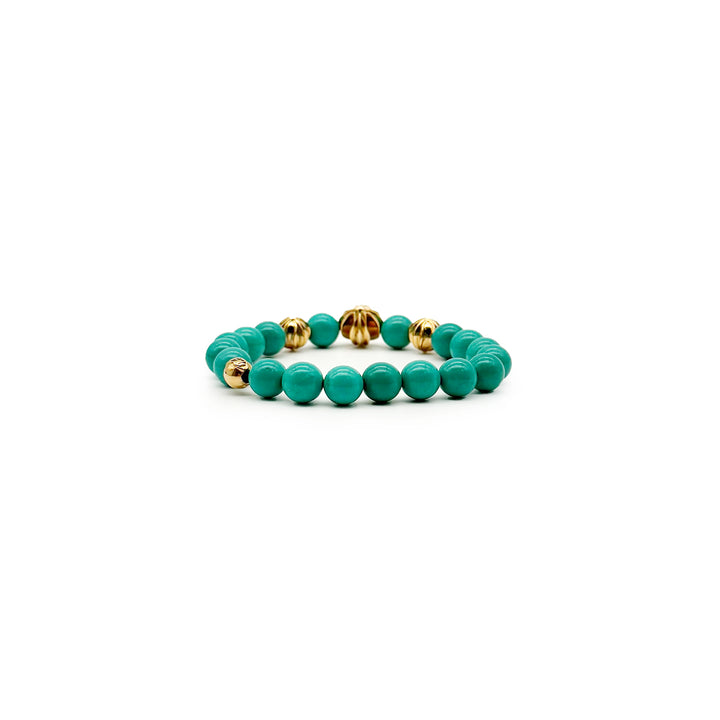 Chrome Hearts 8mm Turquoise 22K Gold Plus Beaded Bracelet