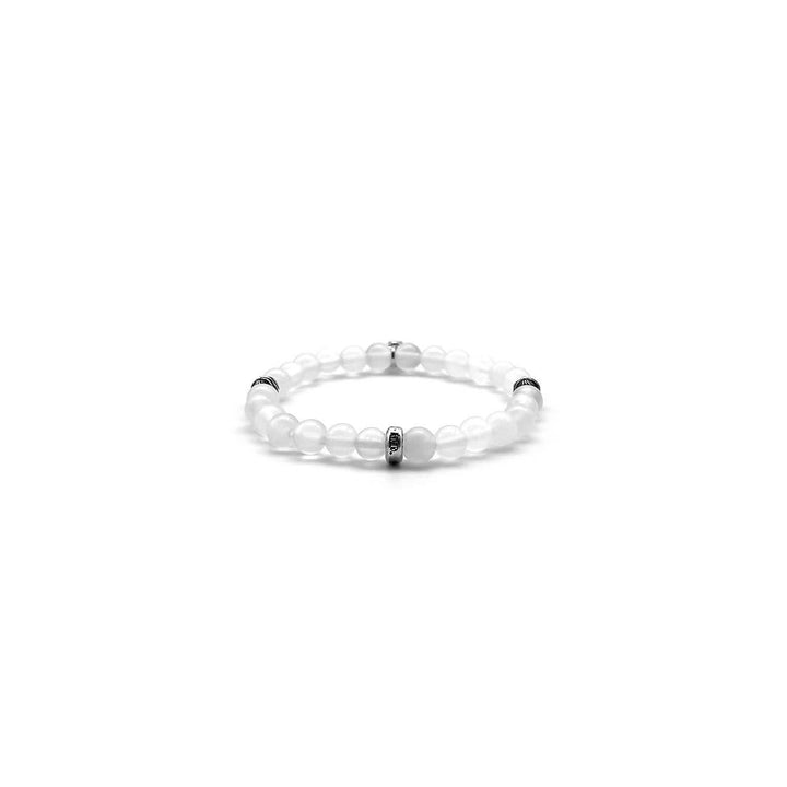 Chrome Hearts 6mm White 4 Silver Beaded Cross Bracelet