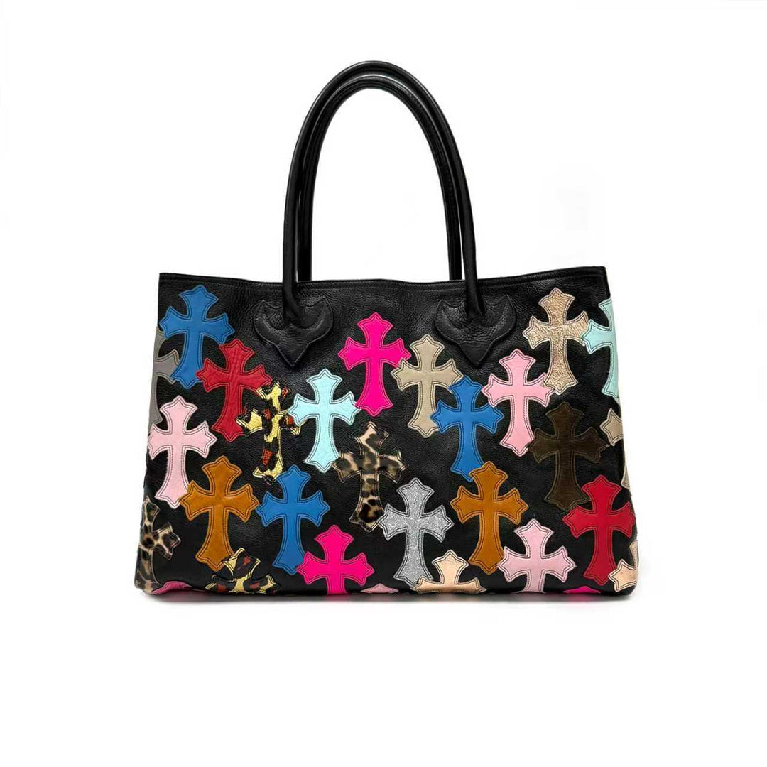 Chrome Hearts Multi-Color Cross Leather Patch Tote Bag