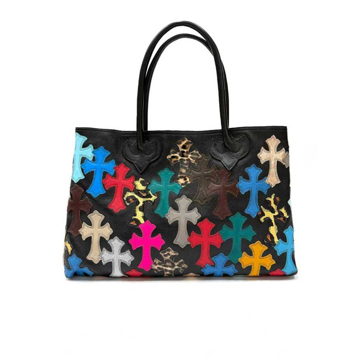 Chrome Hearts Multi-Color Cross Leather Patch Tote Bag