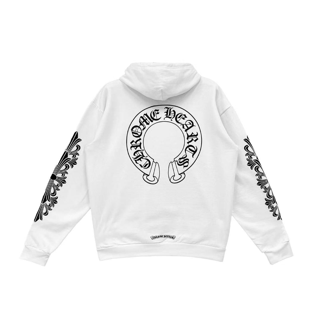 Chrome Hearts White Classic Horseshoe Logo Hoodie