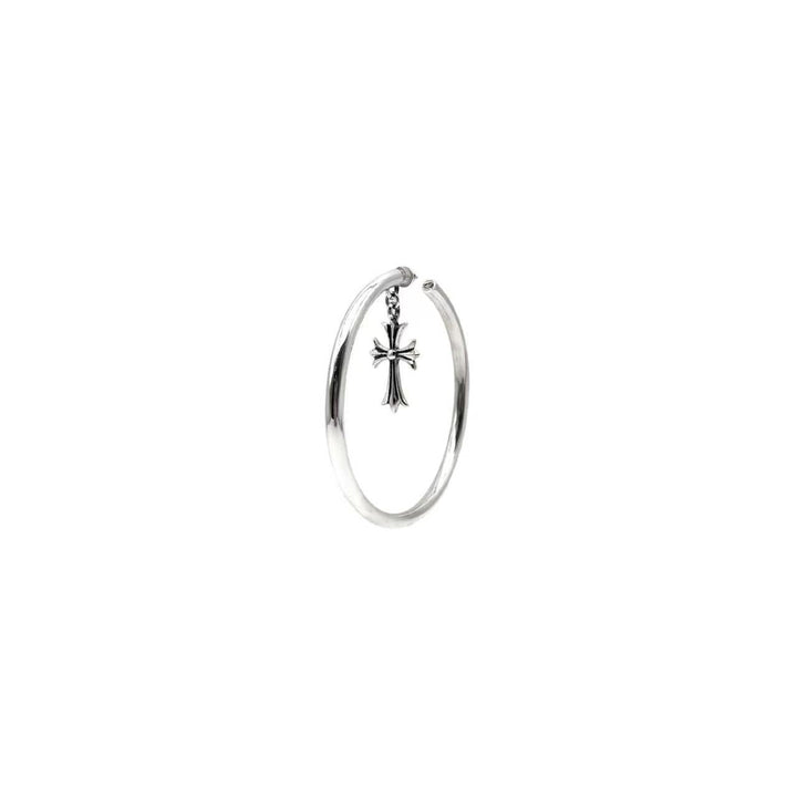 Chrome Hearts Silver Cross Pendant Earring Hoop