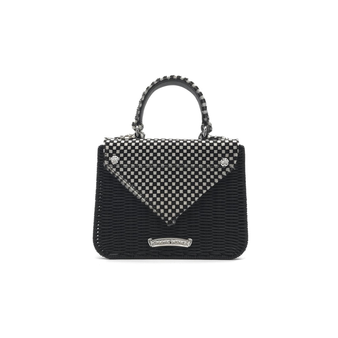 Chrome Hearts Horsehair Checkerboard Silver Cross Banboo Woven Bag