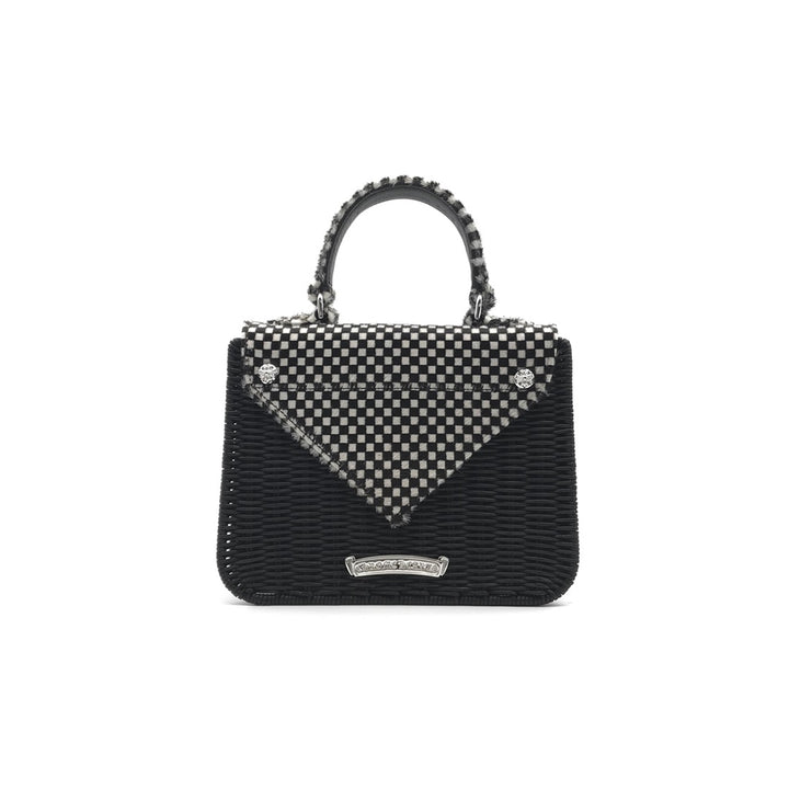 Chrome Hearts Horsehair Checkerboard Silver Cross Banboo Woven Bag