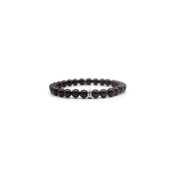 Chrome Hearts 6mm Garnet 2 Silver Dagger Beaded Bracelet