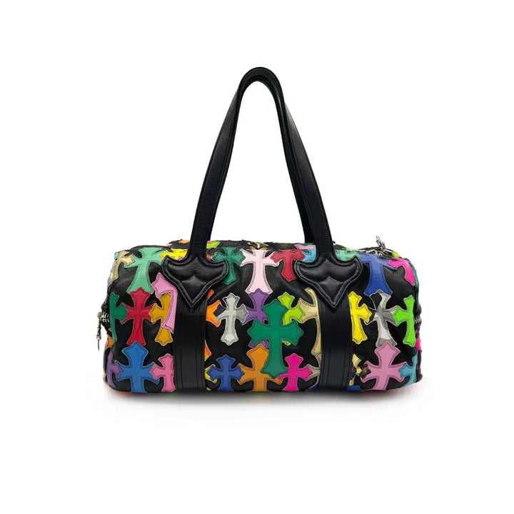 Chrome Hearts Multicolor Cross Patch Leather Duffle Bag