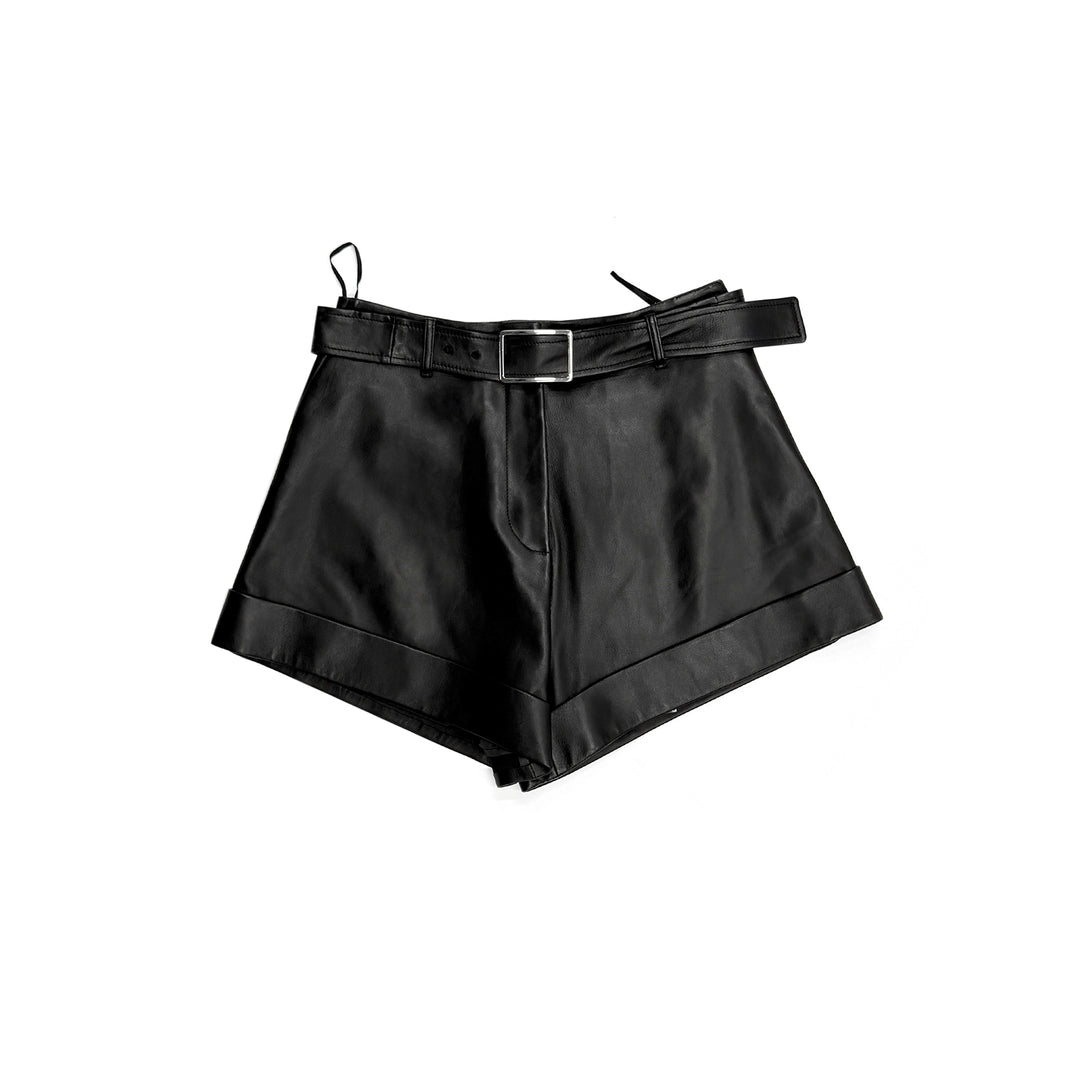 SPORTMAX Black Spxvasaio Leather Short