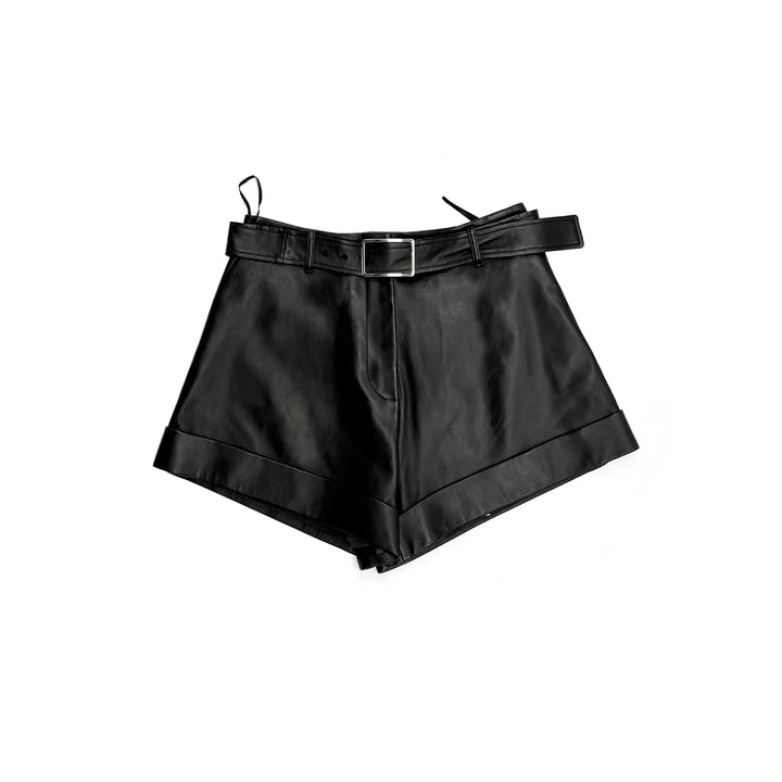 SPORTMAX Black Spxvasaio Leather Short