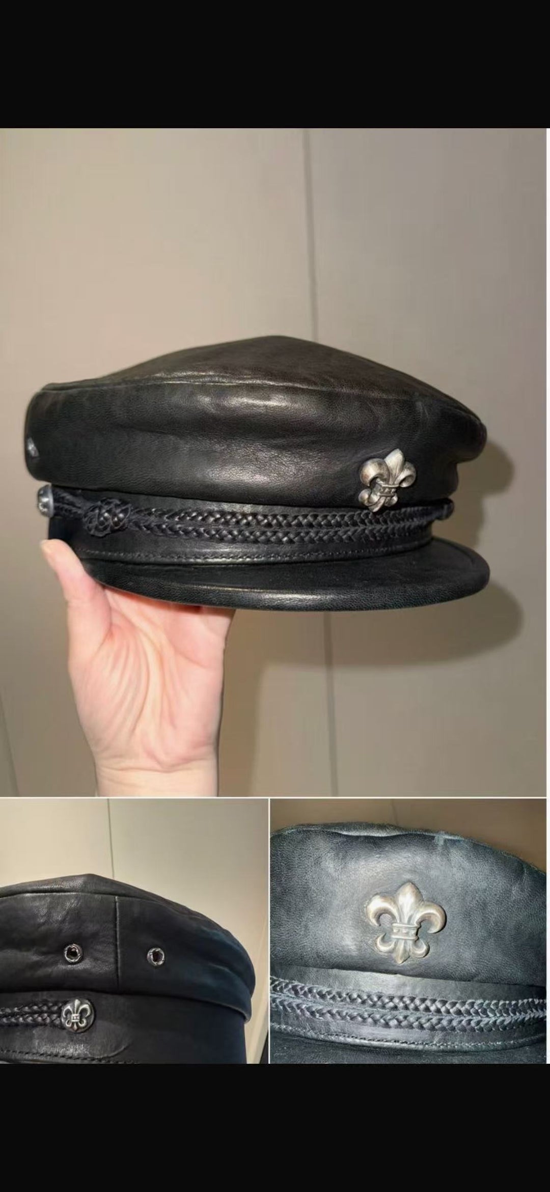 Chrome Hearts Bella Hadid Leather Captain Hat