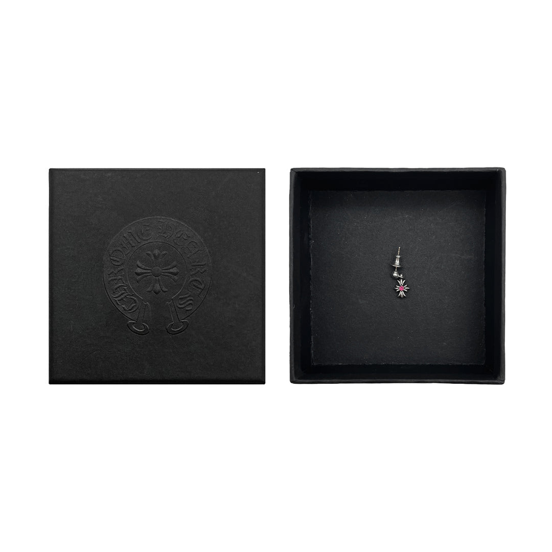 크롬하츠 실버 핑크 사프 타이니 E 플러스 이어링 드롭