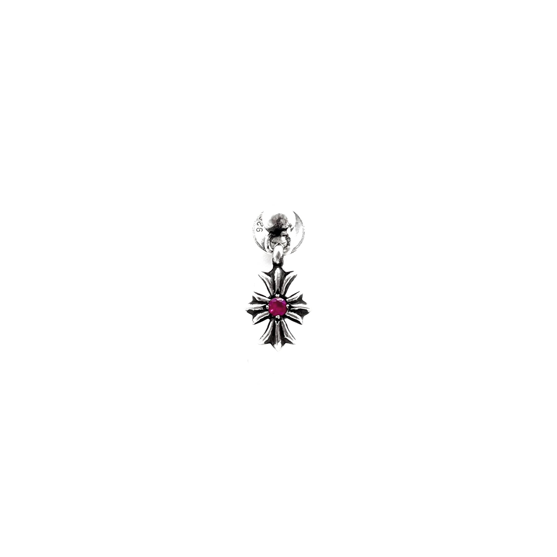 Chrome Hearts Silver Pink Saph Tiny E Plus Earring Drop - SRM