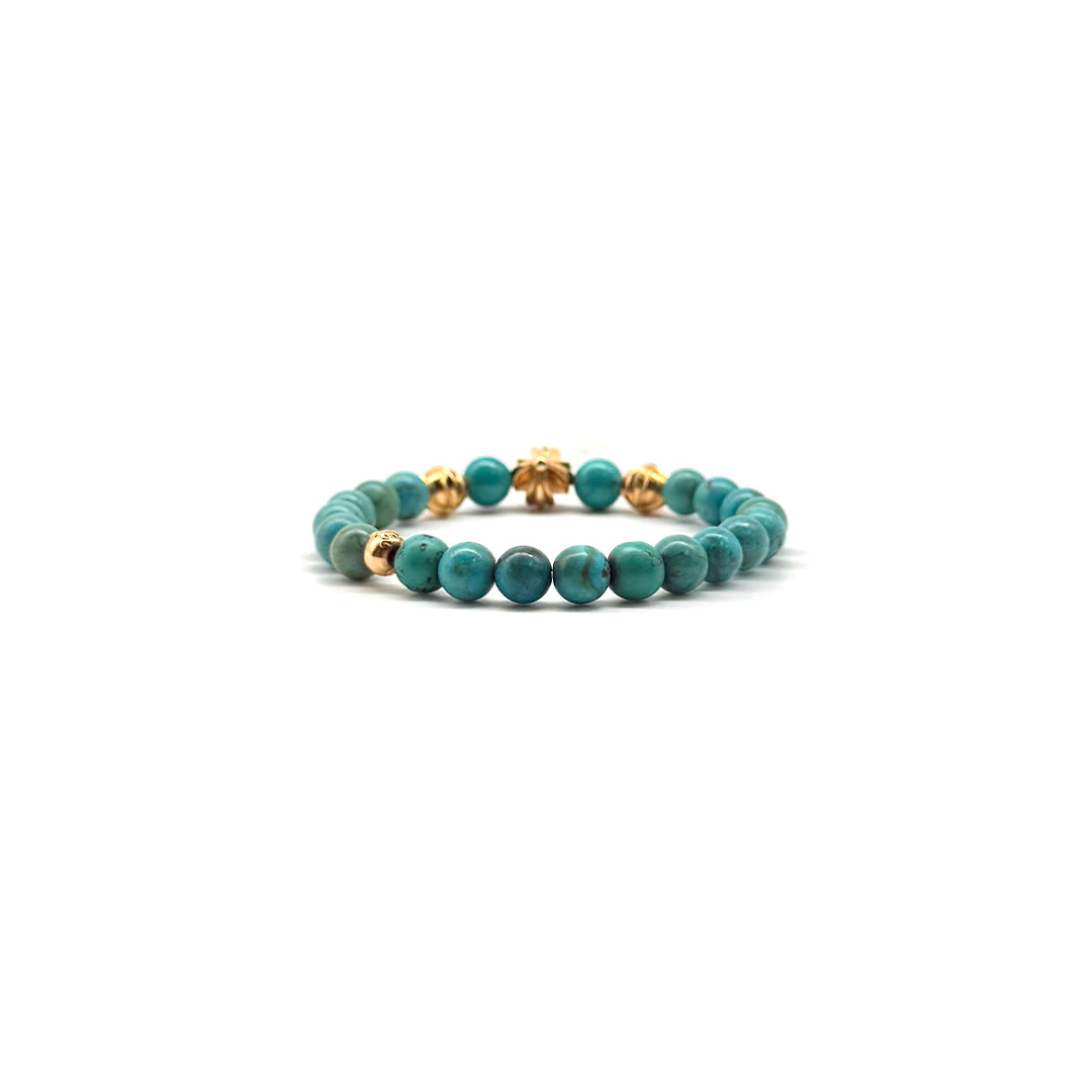 Chrome Hearts 8mm Turquoise 22K Gold Plus Beaded Bracelet