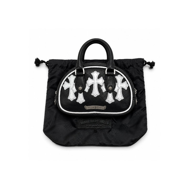 Chrome Hearts Silver Leather Cross Patch Mini Gym Bag